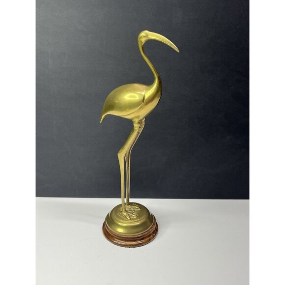 Brass Egret Crane Mid Century Modern 13.5 Inches tall MCM - Picture 1 of 16